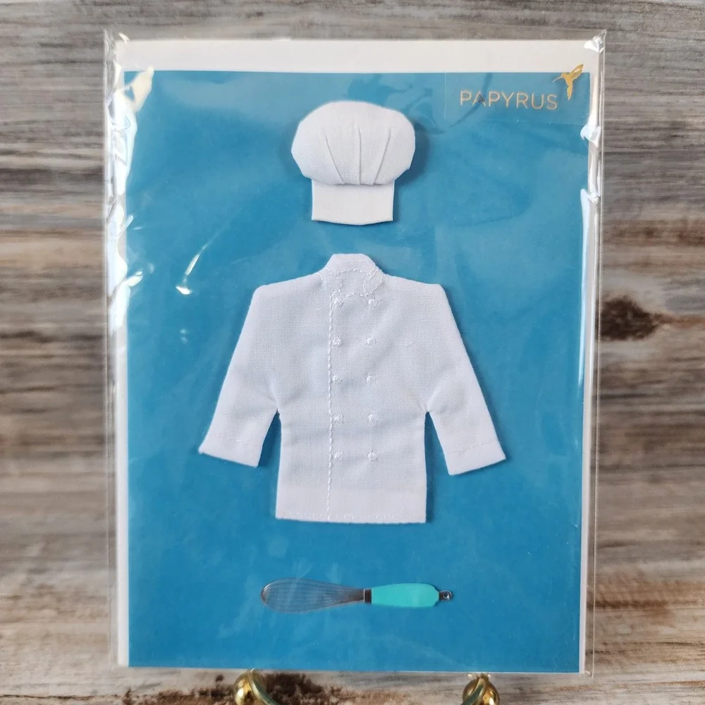 Papyrus Blank Greeting Card 3D Chef Coat Hat Whisk Culinary Theme 11086612